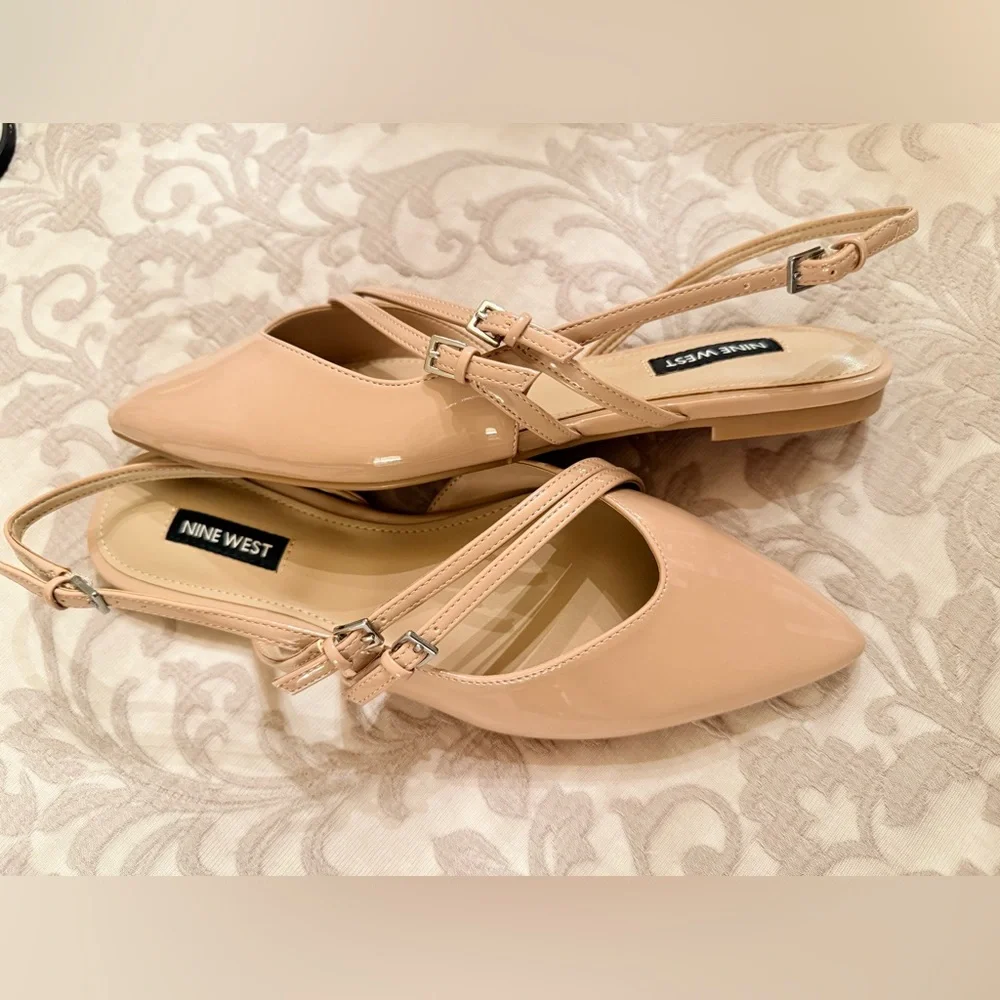 Nine West Women's light natural Slingback flats beley3 - Picture 5 of 6